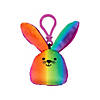 Stuffed Rainbow Bunny Backpack Clip Keychains - 12 Pc. Image 1
