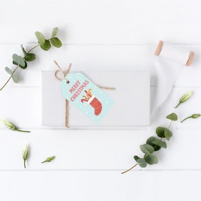 Stuffed Red Christmas Stocking Gift Tags Image 1