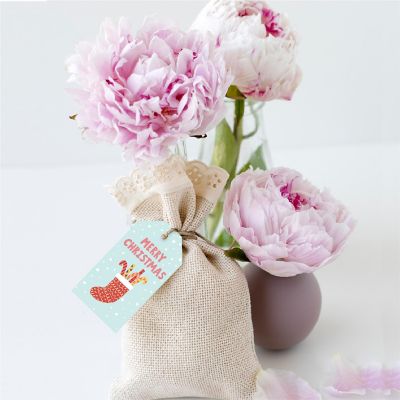 Stuffed Red Christmas Stocking Gift Tags Image 2