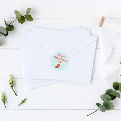 Stuffed Red Christmas Stocking Labels Image 1