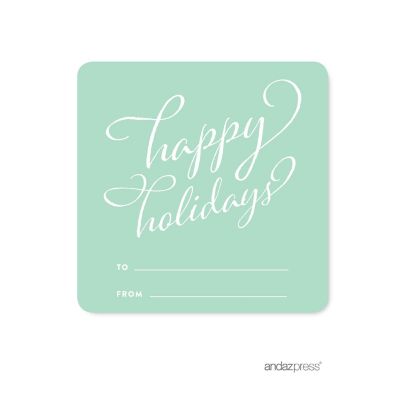 STYLIZED HAPPY HOLIDAYS TO/FROM LABELS Image 1