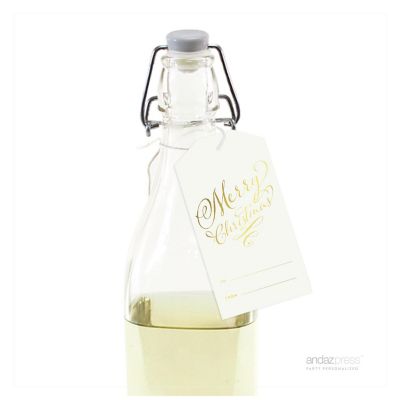 STYLIZED MERRY XMAS GOLD INK TO/FROM TAG Image 1
