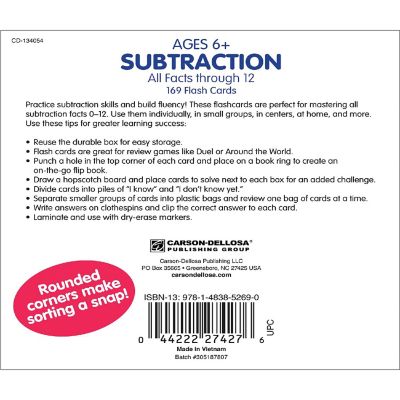 Subtraction All Facts through 12 Flash Cards Image 1