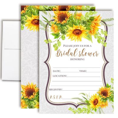 Sunflower Bridal Shower Party Invitations Image 1