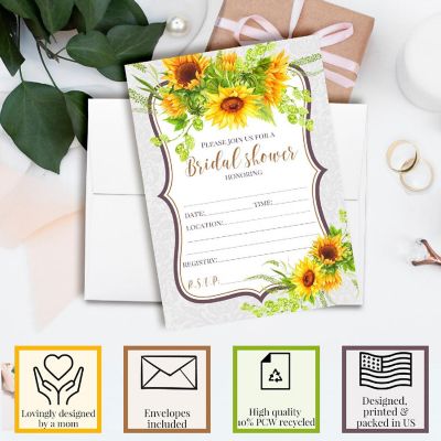 Sunflower Bridal Shower Party Invitations Image 2