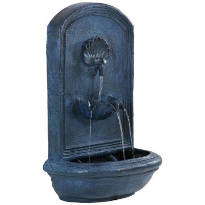 Sunnydaze 27"H Electric Polystone Seaside Outdoor Wall-Mount Water Fountain, Lead Finish Image 1