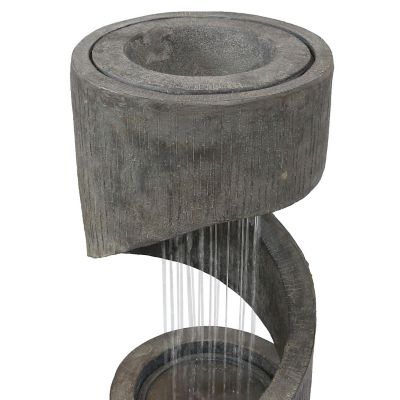 Sunnydaze 31"H Electric Polyresin Showering Spiral Column Outdoor Water Fountain with LED Light Image 2
