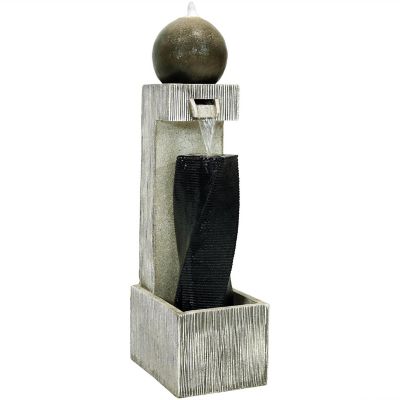 Sunnydaze 35"H Electric Polyresin Modern Artistry Column Outdoor Water Fountain with LED Lights Image 1