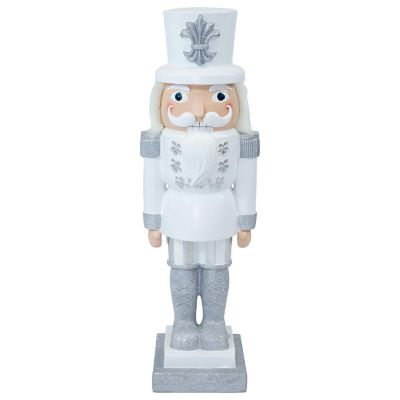 Sunnydaze 37" Sterling the Silver Christmas Nutcracker Statue Image 1