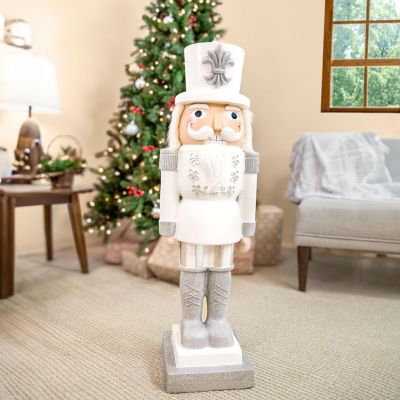 Sunnydaze 37" Sterling the Silver Christmas Nutcracker Statue Image 1