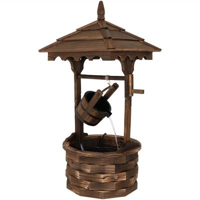 Sunnydaze 48"H Electric Fir Wood Old-Fashioned Wishing Well Outdoor Water Fountain Image 1