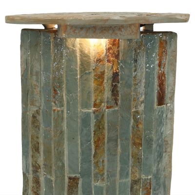 Sunnydaze 49"H Electric Natural Slate Tower Column Indoor/Outdoor Water Fountain with LED Light Image 2