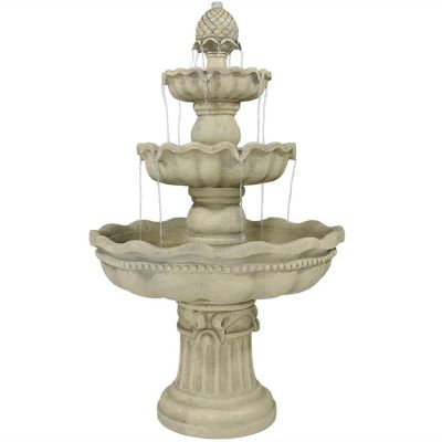 Sunnydaze 51"H Electric Polyresin and Fiberglass 3-Tier Pineapple Top Outdoor Water Fountain Image 1