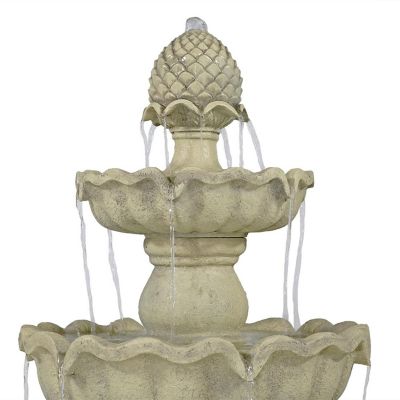 Sunnydaze 51"H Electric Polyresin and Fiberglass 3-Tier Pineapple Top Outdoor Water Fountain Image 2