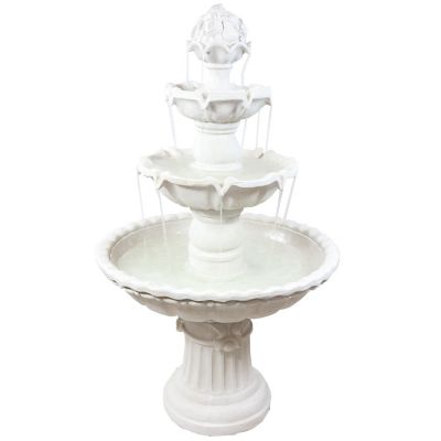 Sunnydaze 52"H Electric Fiberglass 4-Tier Fruit Top Outdoor Water Fountain, White Finish Image 1