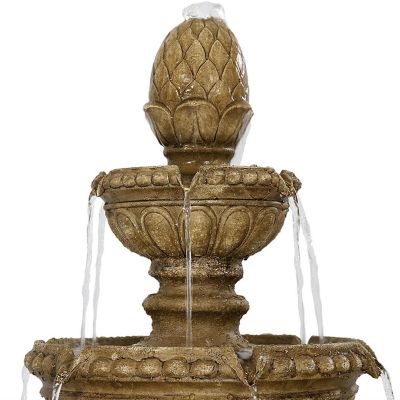 Sunnydaze 65"H Electric Resin and Concrete 4-Tier Eggshell Edge Outdoor Water Fountain with LED Lights Image 2