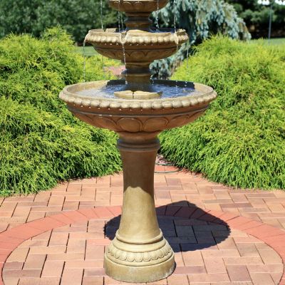 Sunnydaze 65"H Electric Resin and Concrete 4-Tier Eggshell Edge Outdoor Water Fountain with LED Lights Image 3
