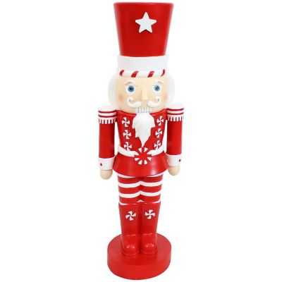 Sunnydaze Alfonso the Noble Large Nutcracker Statue - Red/White - 36" Image 1