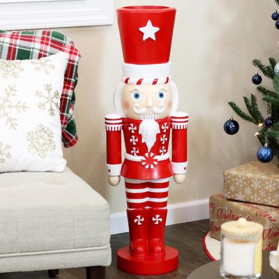 Sunnydaze Alfonso the Noble Large Nutcracker Statue - Red/White - 36" Image 1