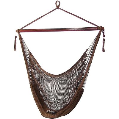 Sunnydaze Caribbean Style Extra Large Hanging Rope Hammock Chair Swing for Backyard and Patio - Mocha Image 1