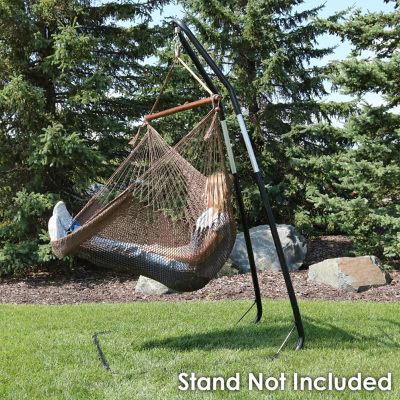 Sunnydaze Caribbean Style Extra Large Hanging Rope Hammock Chair Swing for Backyard and Patio - Mocha Image 3