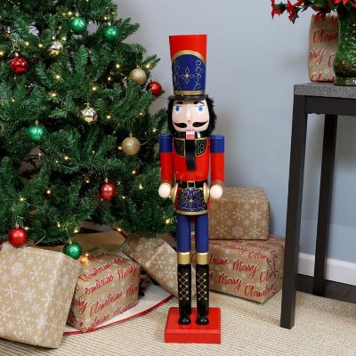 Sunnydaze Conrad the Bold Indoor Decorative Traditional Christmas Wooden Nutcracker Statue, 36-Inch Image 1