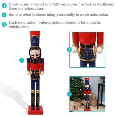 Sunnydaze Conrad the Bold Indoor Decorative Traditional Christmas Wooden Nutcracker Statue, 36-Inch Image 3