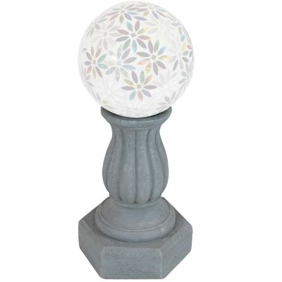 Sunnydaze Contemporary Pillar Indoor/Outdoor Column-Style Gazing Globe Stand for 10 to 12-Inch Gazing Balls - 16" H - Travertine Image 2