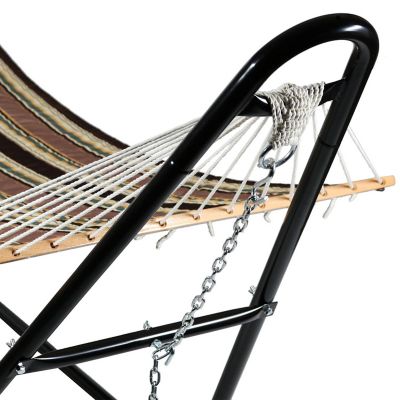 Sunnydaze Double Quilted Fabric Hammock with Universal Steel Stand - 450-Pound Capacity - Sandy Beach Image 2