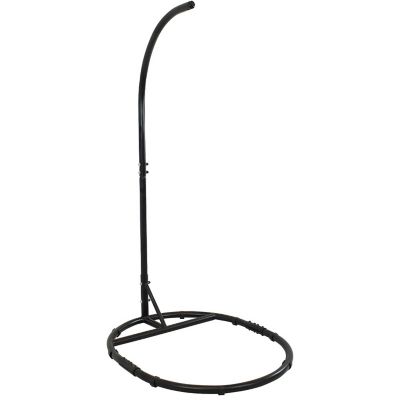 Sunnydaze Durable Indoor/Outdoor Egg Chair Stand with Extra-Wide Round Base, Hardware and Powder-Coated Finish - 76" H - Black Image 1