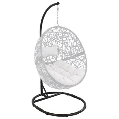 Sunnydaze Durable Indoor/Outdoor Egg Chair Stand with Extra-Wide Round Base, Hardware and Powder-Coated Finish - 76" H - Black Image 2