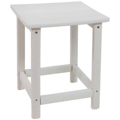 Sunnydaze Faux Wood Design Plastic All-Weather Square Modern Adirondack Side Table, White Image 1