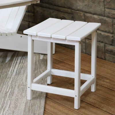 Sunnydaze Faux Wood Design Plastic All-Weather Square Modern Adirondack Side Table, White Image 1