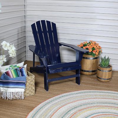 Sunnydaze Fir Wood Painted Finish Coastal Bliss Outdoor Adirondack Chair, Navy Blue Image 1