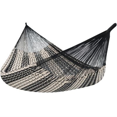 Sunnydaze Heavy-Duty Family Size XXL Mayan Hammock with Thick Cord - 625 lb Weight Capacity - Black/Natural Image 1