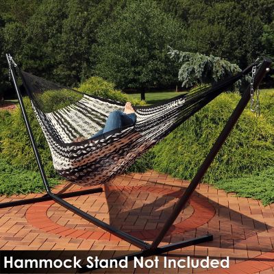 Sunnydaze Heavy-Duty Family Size XXL Mayan Hammock with Thick Cord - 625 lb Weight Capacity - Black/Natural Image 3