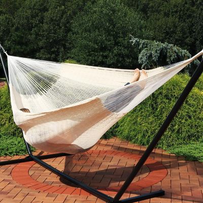 Sunnydaze Heavy-Duty Family Size XXL Mayan Hammock with Thick Cord - 625 lb Weight Capacity - Natural Image 1