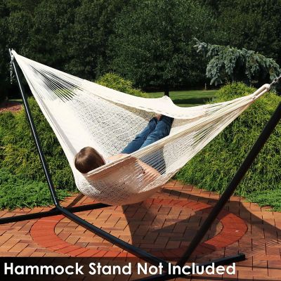 Sunnydaze Heavy-Duty Family Size XXL Mayan Hammock with Thick Cord - 625 lb Weight Capacity - Natural Image 3