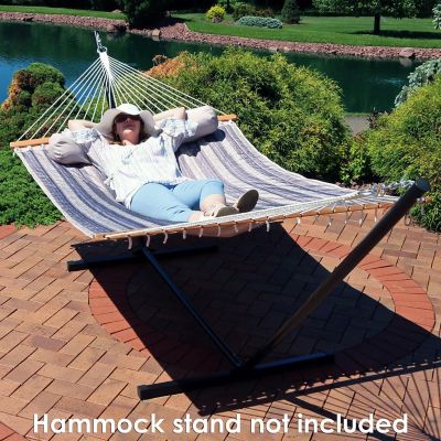 Sunnydaze Heavy-Duty Quilted Fabric Hammock Two-Person with Spreader Bars - 450 lb Weight Capacity - Mountainside Image 3