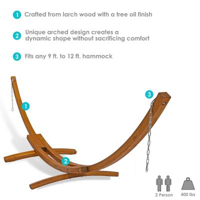 Sunnydaze Heavy-Duty Two-Person Curved Larch Wood Hammock Stand Only - 400 lb Weight Capacity/13' Stand Image 3