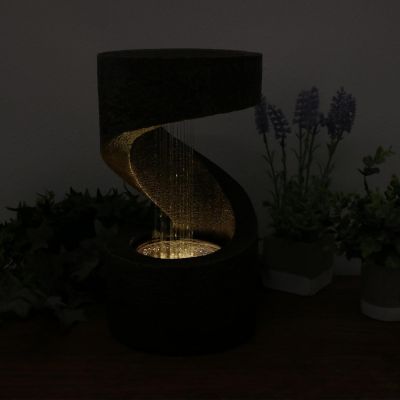 Sunnydaze Indoor Contemporary Decorative Polyresin Winding Showers Tabletop Water Fountain with LED Lights - 13" Image 1