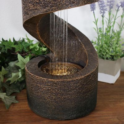 Sunnydaze Indoor Contemporary Decorative Polyresin Winding Showers Tabletop Water Fountain with LED Lights - 13" Image 3