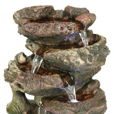 Sunnydaze Indoor Decorative Calming 5-Step Rock Falls Waterfall Tabletop Water Fountain with LED Lights - 14" Image 2