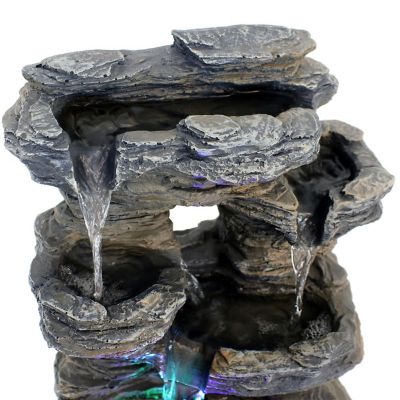 Sunnydaze Indoor Decorative Five Stream Rock Cavern Tabletop Water Fountain with Multi-Colored LED Lights - 13" Image 2