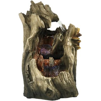 Sunnydaze Indoor Home Decorative Cascading Caves Waterfall Tabletop Water Fountain with LED Lights - 14" Image 1