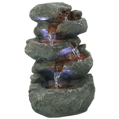 Sunnydaze Indoor Home Decorative Relaxing Stacked Rocks Tabletop Water Fountain with LED Lights - 10" Image 1