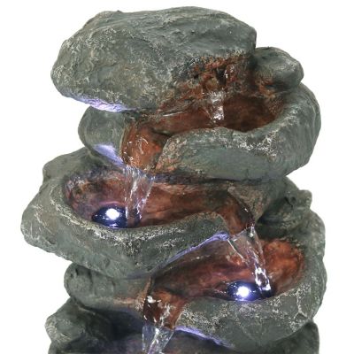 Sunnydaze Indoor Home Decorative Relaxing Stacked Rocks Tabletop Water Fountain with LED Lights - 10" Image 2
