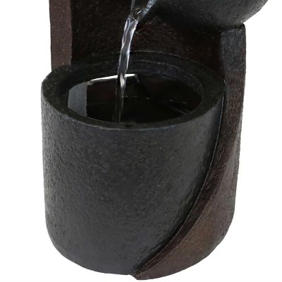 Sunnydaze Indoor Home Decorative Resin 3-Tier Descending Bowls Tabletop Water Fountain - 9" - Dark Brown Image 1