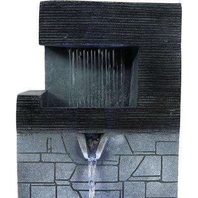 Sunnydaze Indoor Home Office Polyresin Modern Tiered Brick Wall Tabletop Water Fountain with LED Light - 13" Image 2