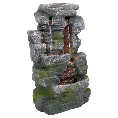 Sunnydaze Indoor Home Office Polyresin Towering Cave Waterfall Tabletop Water Fountain with LED Light - 14" Image 1